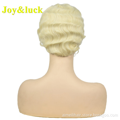 613 Blonde wig Ladies Hair Wholesale Price for Women Pixie Cut Party Cosplay Wig Blonde Natural Curly Short Synthetic Hair Wigs
